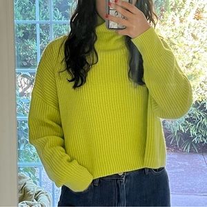 Superdown neon green/yellow knit turtleneck sweater